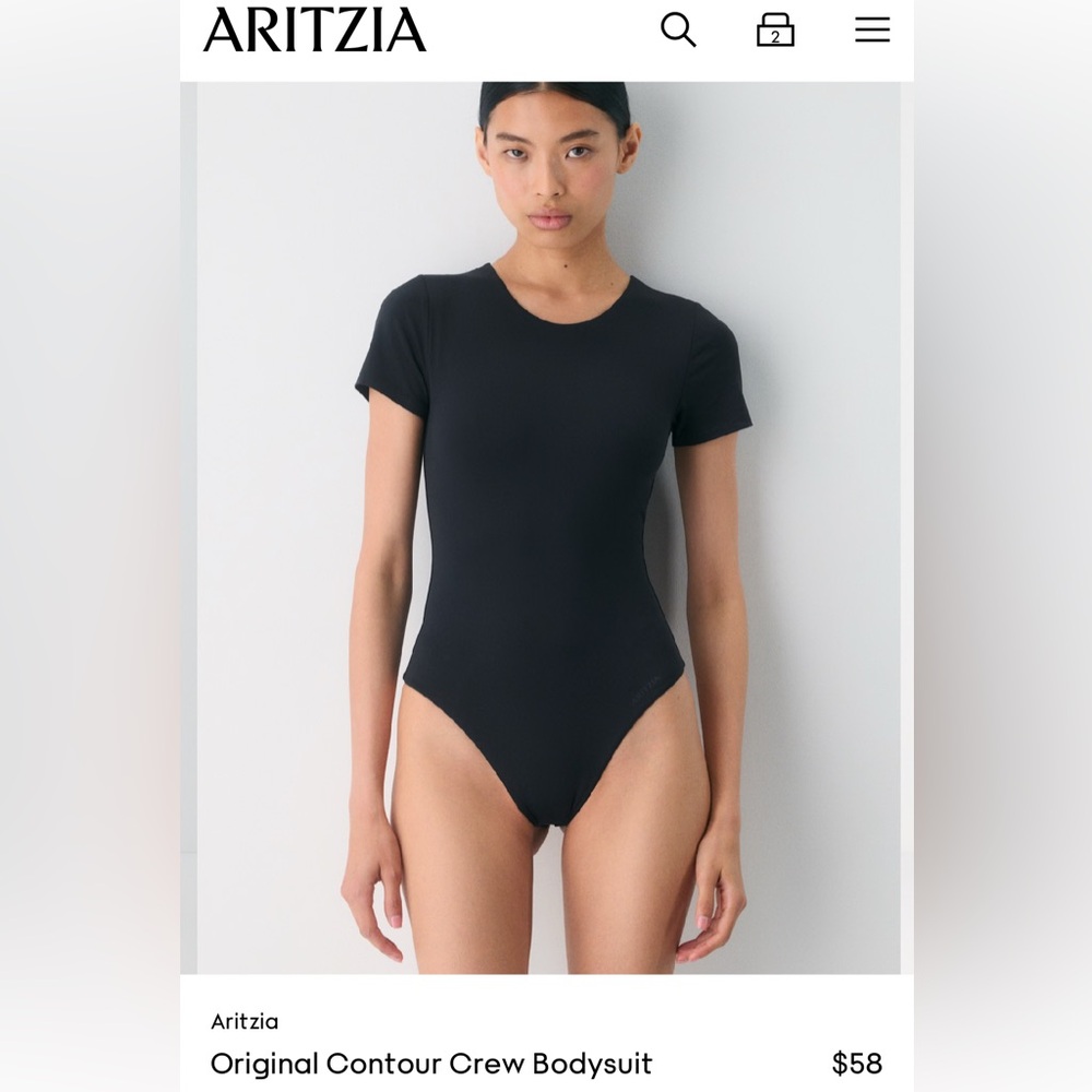 Aritzia Babaton Contour Crew Bodysuit, black, size S